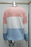 Fashion Casual Patchwork Contrast O Neck Tops