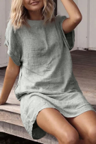 Casual Solid Patchwork O Neck Straight Dresses