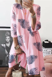 Casual Solid Patchwork O Neck Cake Skirt Dresses
