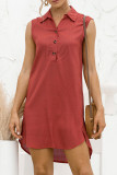 Fashion Casual Solid Patchwork Turndown Collar Irregular Dresses