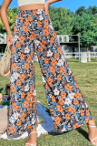 Casual Print Patchwork Boot Cut Mid Waist Wide Leg Full Print Bottoms