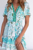 Fashion Casual Print Patchwork V Neck A Line Dresses