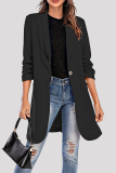 Street Solid Pocket Buttons Turn-back Collar Outerwear