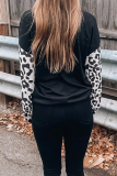 Casual Leopard Hollowed Out Patchwork V Neck Tops