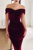 Sexy Solid Patchwork Off the Shoulder Pencil Skirt Dresses