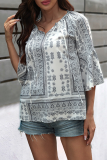 Casual Street Print Frenulum Tops