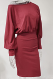 Casual Solid Patchwork Pencil Skirt Dresses