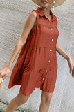 Fashion Casual Solid Patchwork Turndown Collar A Line Dresses