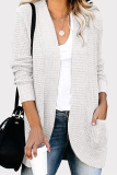 Casual Solid Patchwork Pocket V Neck Tops Sweater