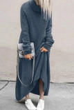 Casual Solid Patchwork Turtleneck One Step Skirt Dresses