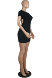 Sexy Solid Backless O Neck Pencil Skirt Dresses