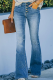 Fashion Casual Solid Buttons Basic Boot Cut Mid Waist Bottoms
