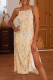Fashion Casual Print Slit Spaghetti Strap A Line Dresses