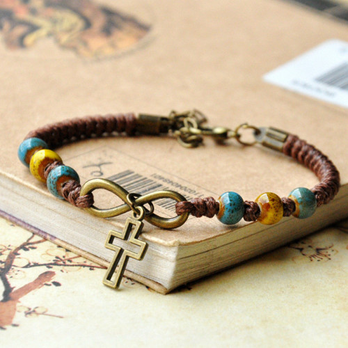 Retro Ethnic Cross Adjustable Braided Bracelet