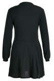 Casual Solid Patchwork Buckle A Line Dresses