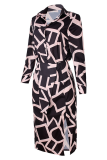 Casual Print Turndown Collar Shirt Dress Dresses