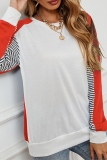 Casual Striped Patchwork Contrast O Neck Tops