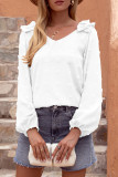 Fashion Casual Solid Patchwork V Neck Tops