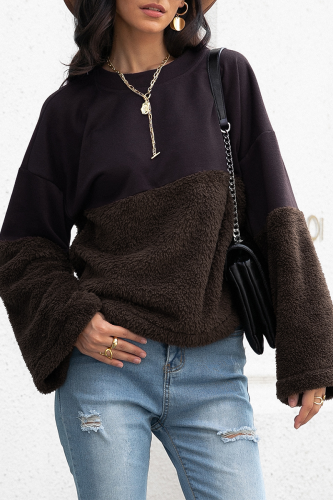 Casual Patchwork Basic Contrast O Neck Tops