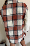 Casual Plaid Leopard Pocket Buckle Turndown Collar Outerwear