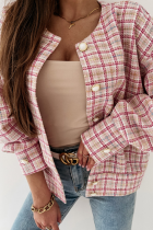 Casual Plaid Patchwork Turndown Collar Outerwear
