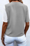 Fashion Casual Solid Patchwork V Neck Tops