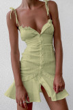 Fashion Casual Solid Patchwork Spaghetti Strap A Line Dresses
