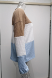 Fashion Casual Patchwork Contrast O Neck Tops