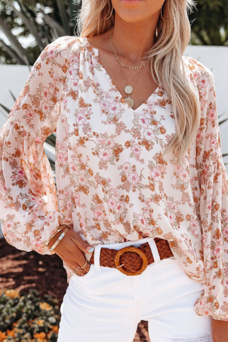 Casual Print Patchwork V Neck Tops