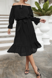 Casual Solid Patchwork Off the Shoulder Straight Dresses