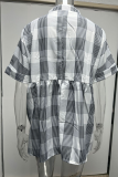 Fashion Solid Patchwork Turndown Collar Tops