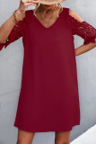 Casual Solid Patchwork V Neck Straight Dresses