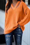 Casual Solid Hollowed Out Patchwork V Neck Tops