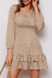 Fashion Street Print Patchwork V Neck Princess Dresses
