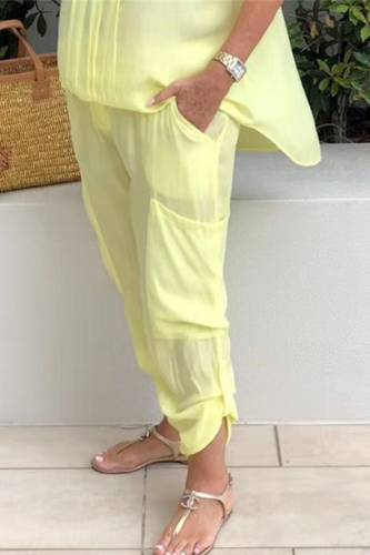 Casual Solid Patchwork Harlan Mid Waist Harlan Solid Color Bottoms