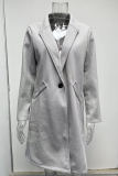 Casual Work Solid Buttons Turn-back Collar Outerwear