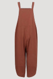 Casual Solid Buttons Capris Loose Jumpsuits