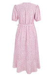 Casual Print Flounce V Neck Irregular Dress Dresses