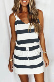 Fashion Casual Striped Patchwork V Neck A Line Dresses