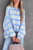 Casual Striped Printing O Neck Tops