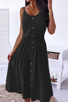 Casual Solid Patchwork Spaghetti Strap Cake Skirt Dresses
