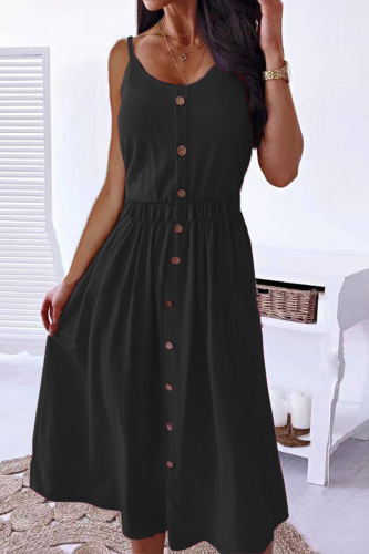Casual Solid Patchwork Spaghetti Strap Cake Skirt Dresses