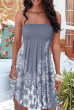 Fashion Casual Print Patchwork Strapless A Line Dresses