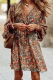 Casual Print Patchwork V Neck Waist Skirt Dresses