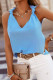 Fashion Street Solid Patchwork V Neck Tops
