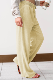 Casual Solid Draw String Pocket Loose Wide Leg Solid Color Bottoms