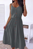 Casual Solid Patchwork Spaghetti Strap Cake Skirt Dresses