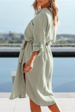 Casual Solid Patchwork Turndown Collar Shirt Dress Dresses