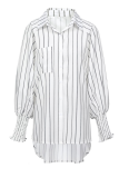 Casual Striped Patchwork Turndown Collar Tops