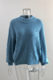 Casual Solid Hollowed Out Patchwork O Neck Tops